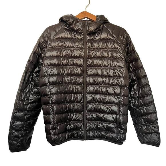 Uniqlo Ultra Light Down Hooded Puffer Jacket Size XS Brown Full Zip - Picture 1 of 8